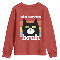 67 Bruh Meme Youth Sweatshirt Funny Six Seven Black Cat - Wonder Print Shop