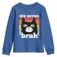 67 Bruh Meme Youth Sweatshirt Funny Six Seven Black Cat - Wonder Print Shop