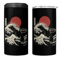 67 Six Seven Bruh Meme 4 in 1 Can Cooler Tumbler Funny Japanese Black Cat Surfing The Great Wave Kanagawa - Wonder Print Shop