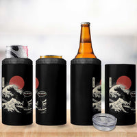 67 Six Seven Bruh Meme 4 in 1 Can Cooler Tumbler Funny Japanese Black Cat Surfing The Great Wave Kanagawa - Wonder Print Shop