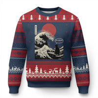 67 Six Seven Bruh Meme Ugly Christmas Sweater Funny Japanese Black Cat Surfing The Great Wave Kanagawa - Wonder Print Shop