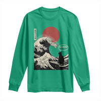 67 Six Seven Bruh Meme Long Sleeve Shirt Funny Japanese Black Cat Surfing The Great Wave Kanagawa - Wonder Print Shop