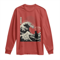 67 Six Seven Bruh Meme Long Sleeve Shirt Funny Japanese Black Cat Surfing The Great Wave Kanagawa - Wonder Print Shop