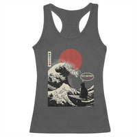 67 Six Seven Bruh Meme Racerback Tank Top Funny Japanese Black Cat Surfing The Great Wave Kanagawa - Wonder Print Shop