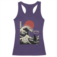 67 Six Seven Bruh Meme Racerback Tank Top Funny Japanese Black Cat Surfing The Great Wave Kanagawa - Wonder Print Shop