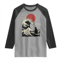 67 Six Seven Bruh Meme Raglan Shirt Funny Japanese Black Cat Surfing The Great Wave Kanagawa - Wonder Print Shop
