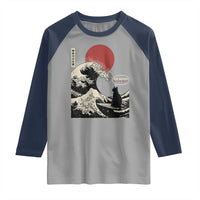 67 Six Seven Bruh Meme Raglan Shirt Funny Japanese Black Cat Surfing The Great Wave Kanagawa - Wonder Print Shop