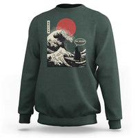 67 Six Seven Bruh Meme Sweatshirt Funny Japanese Black Cat Surfing The Great Wave Kanagawa - Wonder Print Shop