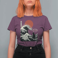 67 Six Seven Bruh Meme T Shirt For Women Funny Japanese Black Cat Surfing The Great Wave Kanagawa - Wonder Print Shop