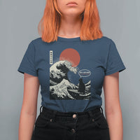67 Six Seven Bruh Meme T Shirt For Women Funny Japanese Black Cat Surfing The Great Wave Kanagawa - Wonder Print Shop
