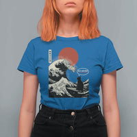67 Six Seven Bruh Meme T Shirt For Women Funny Japanese Black Cat Surfing The Great Wave Kanagawa - Wonder Print Shop