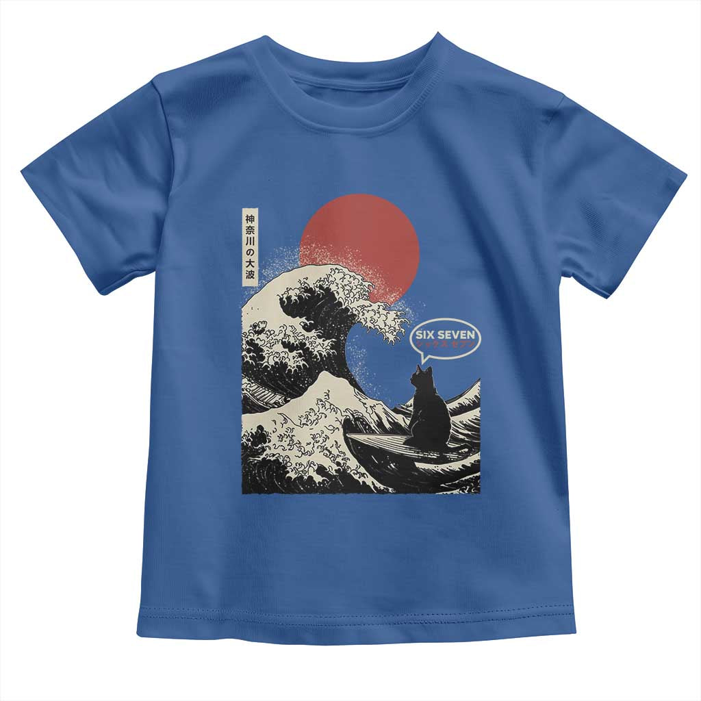 67 Six Seven Bruh Meme Toddler T Shirt Funny Japanese Black Cat Surfing The Great Wave Kanagawa - Wonder Print Shop