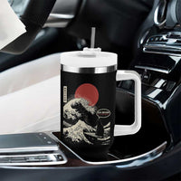 67 Six Seven Bruh Meme Tumbler With Handle Funny Japanese Black Cat Surfing The Great Wave Kanagawa - Wonder Print Shop