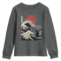 67 Six Seven Bruh Meme Youth Sweatshirt Funny Japanese Black Cat Surfing The Great Wave Kanagawa - Wonder Print Shop