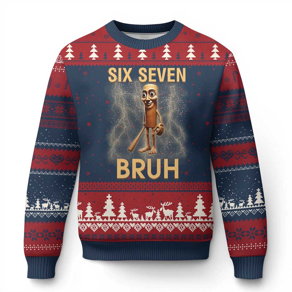 67 Bruh Meme Ugly Christmas Sweater Funny Six Seven Tung Tung Sahur - Wonder Print Shop