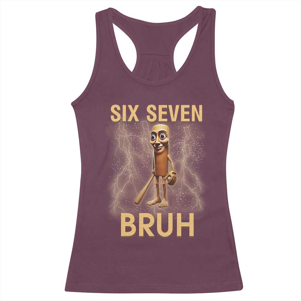 67 Bruh Meme Racerback Tank Top Funny Six Seven Tung Tung Sahur - Wonder Print Shop