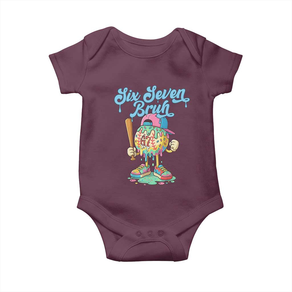 67 Bruh Meme Baby Onesie Ice Cream Drip Baseball Sport - Wonder Print Shop