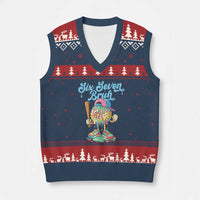 67 Bruh Meme V-Neck Knit Sweater Vest Ice Cream Drip Baseball Sport - Wonder Print Shop