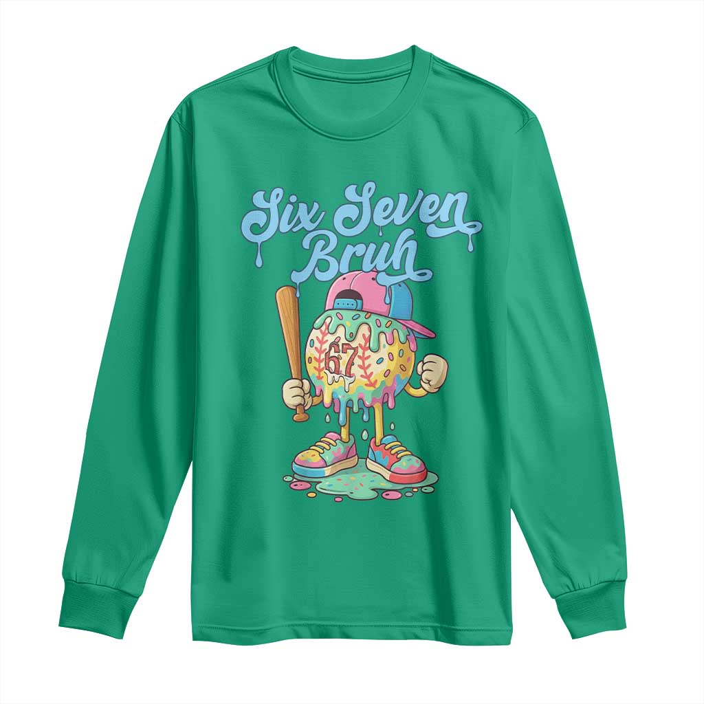 67 Bruh Meme Long Sleeve Shirt Ice Cream Drip Baseball Sport - Wonder Print Shop