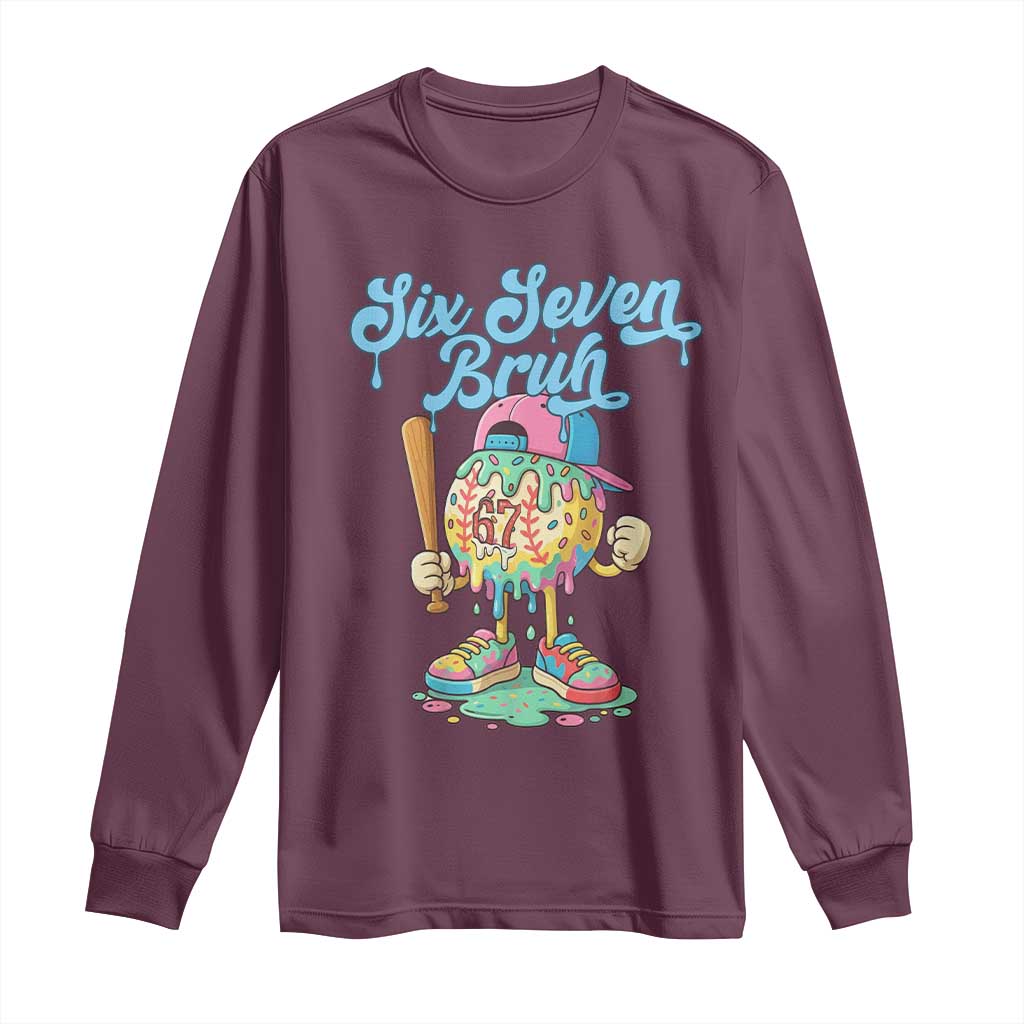 67 Bruh Meme Long Sleeve Shirt Ice Cream Drip Baseball Sport - Wonder Print Shop