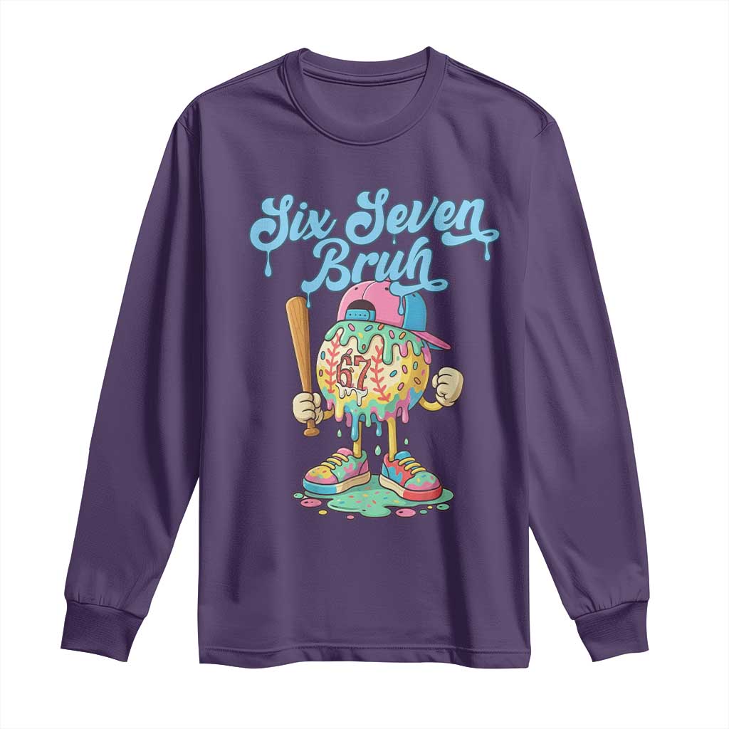 67 Bruh Meme Long Sleeve Shirt Ice Cream Drip Baseball Sport - Wonder Print Shop