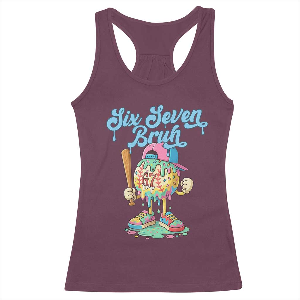 67 Bruh Meme Racerback Tank Top Ice Cream Drip Baseball Sport - Wonder Print Shop