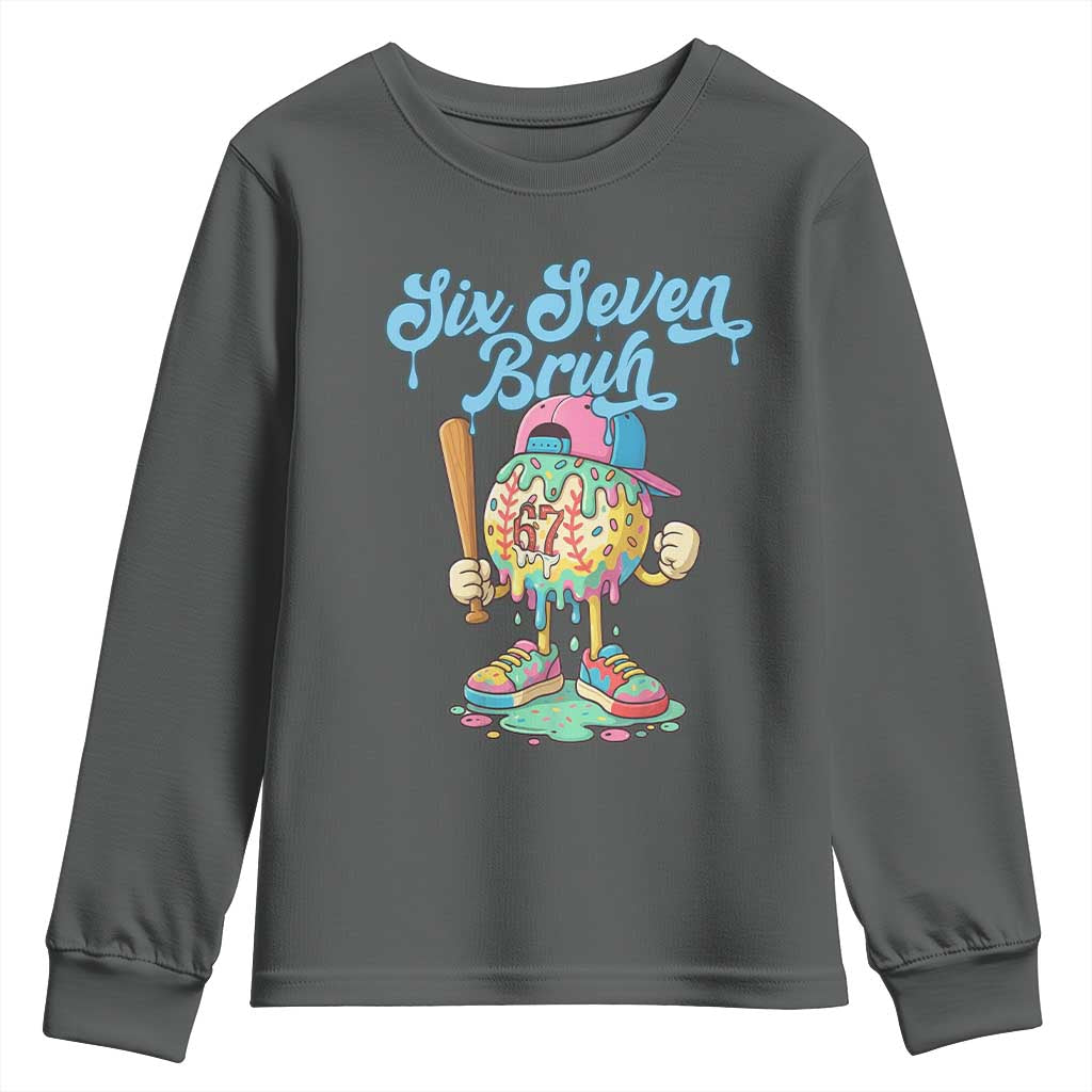 67 Bruh Meme Youth Sweatshirt Ice Cream Drip Baseball Sport - Wonder Print Shop