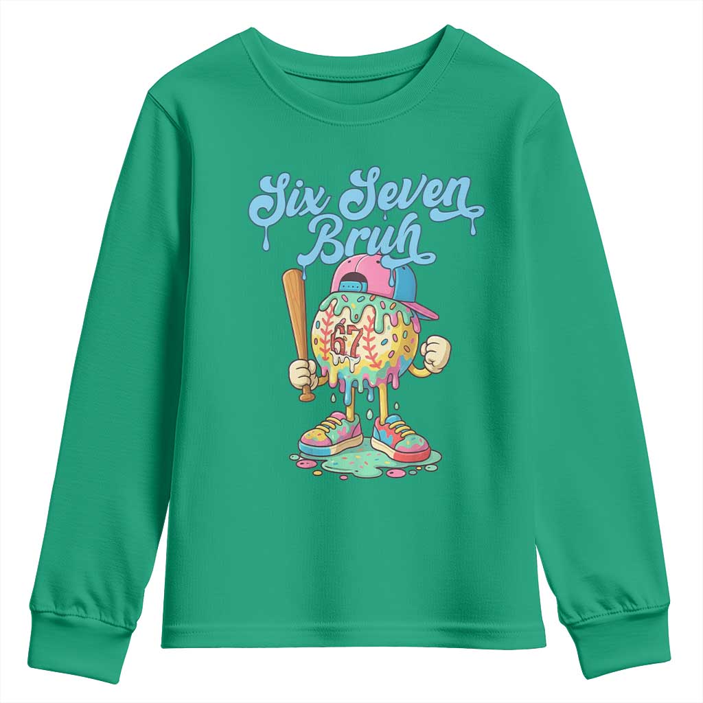 67 Bruh Meme Youth Sweatshirt Ice Cream Drip Baseball Sport - Wonder Print Shop
