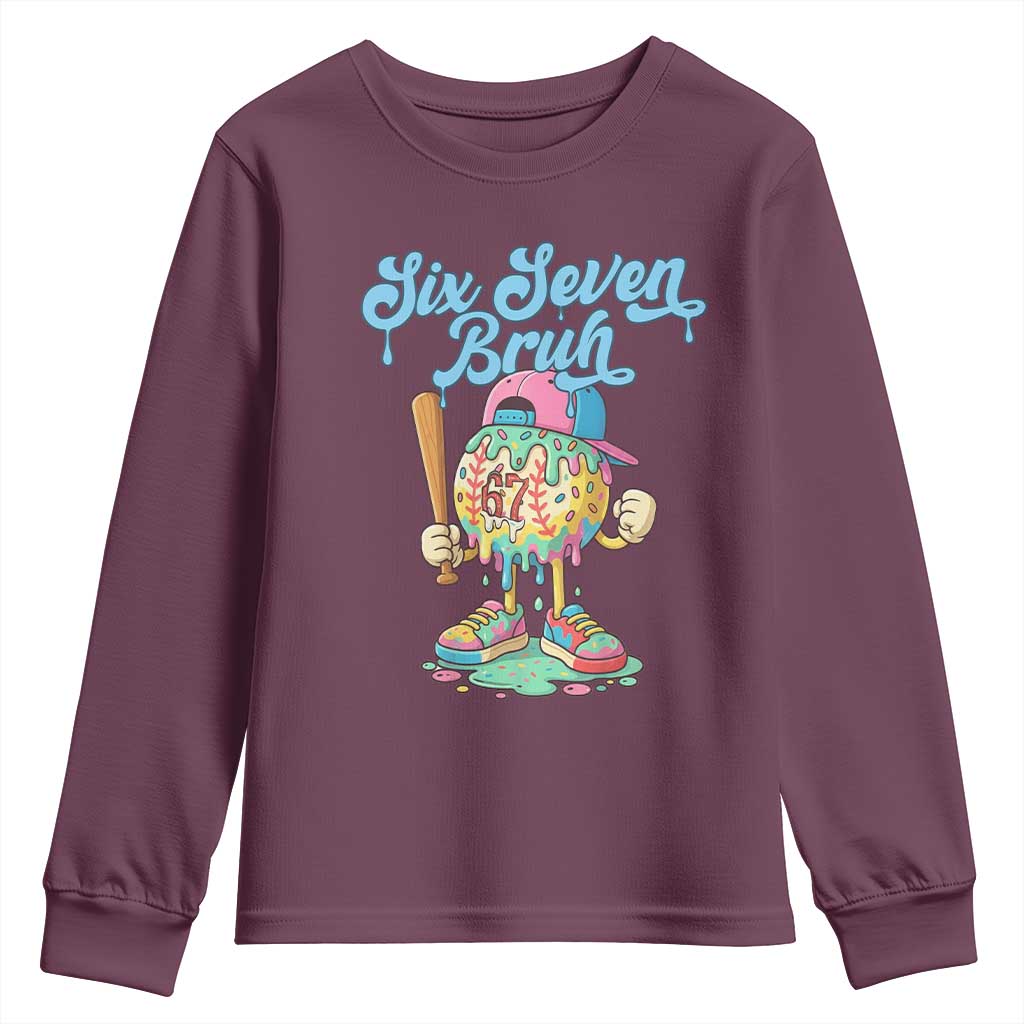 67 Bruh Meme Youth Sweatshirt Ice Cream Drip Baseball Sport - Wonder Print Shop