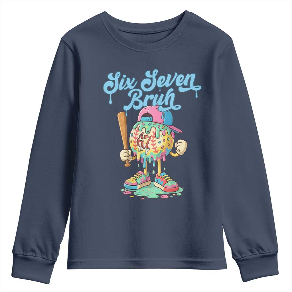 67 Bruh Meme Youth Sweatshirt Ice Cream Drip Baseball Sport - Wonder Print Shop