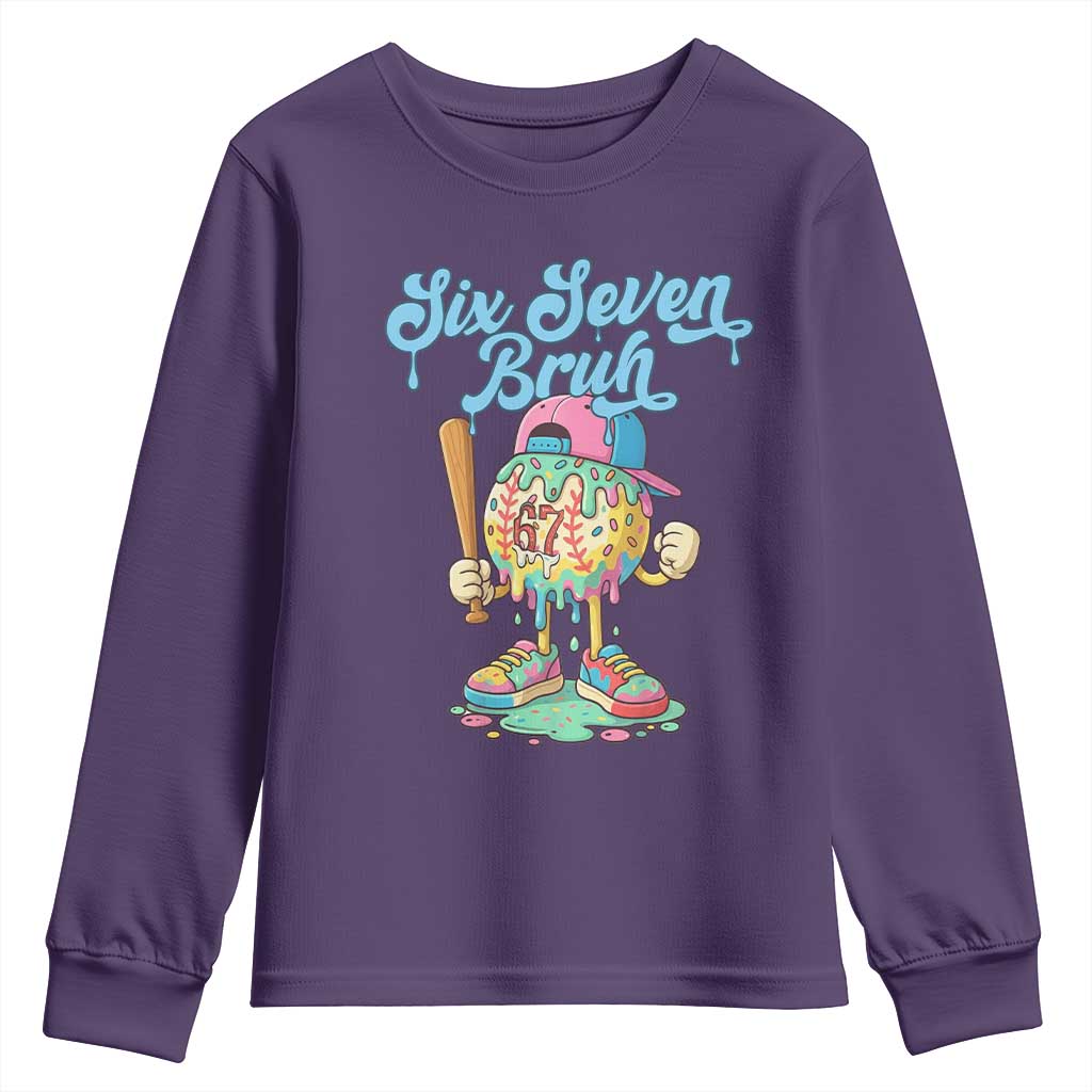 67 Bruh Meme Youth Sweatshirt Ice Cream Drip Baseball Sport - Wonder Print Shop