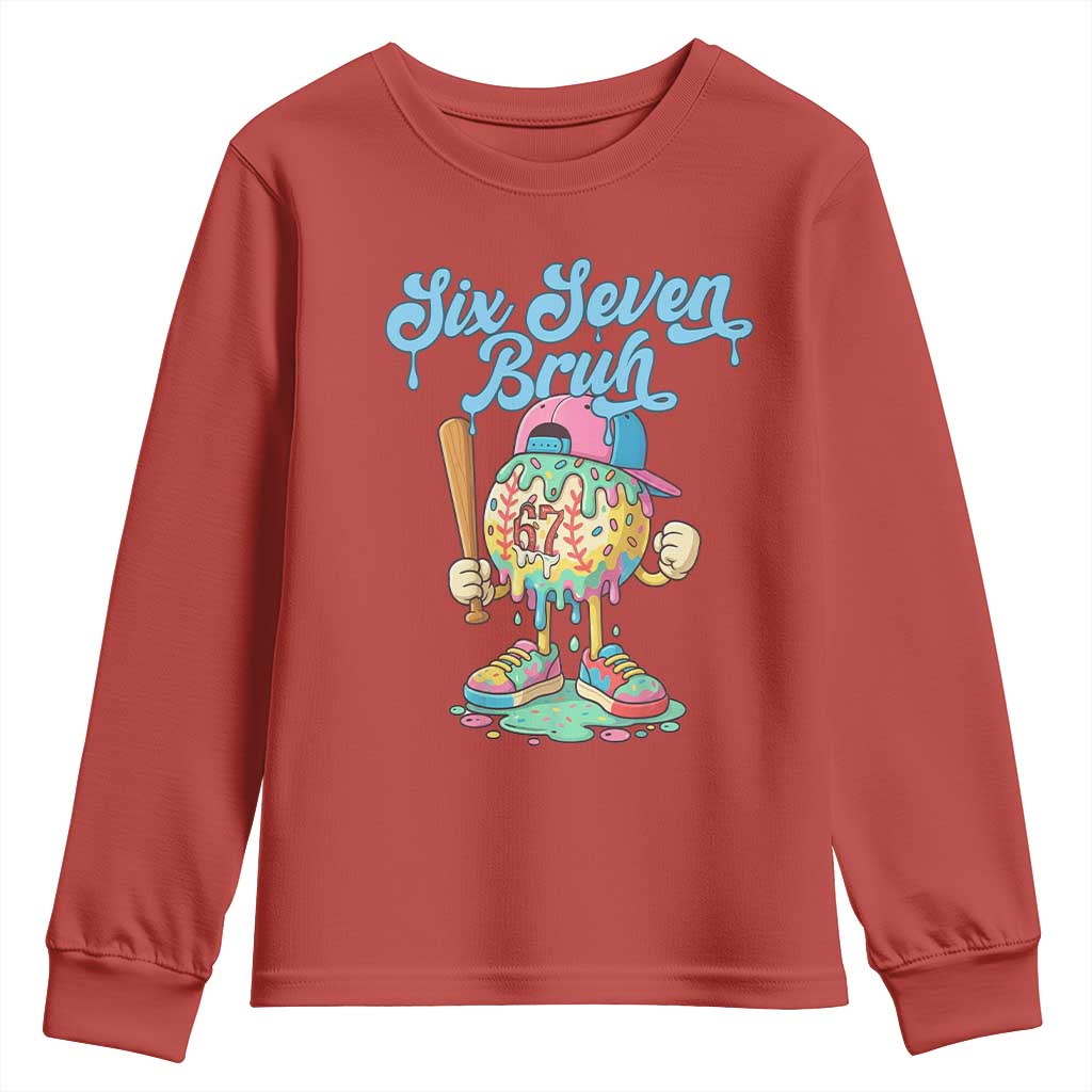 67 Bruh Meme Youth Sweatshirt Ice Cream Drip Baseball Sport - Wonder Print Shop