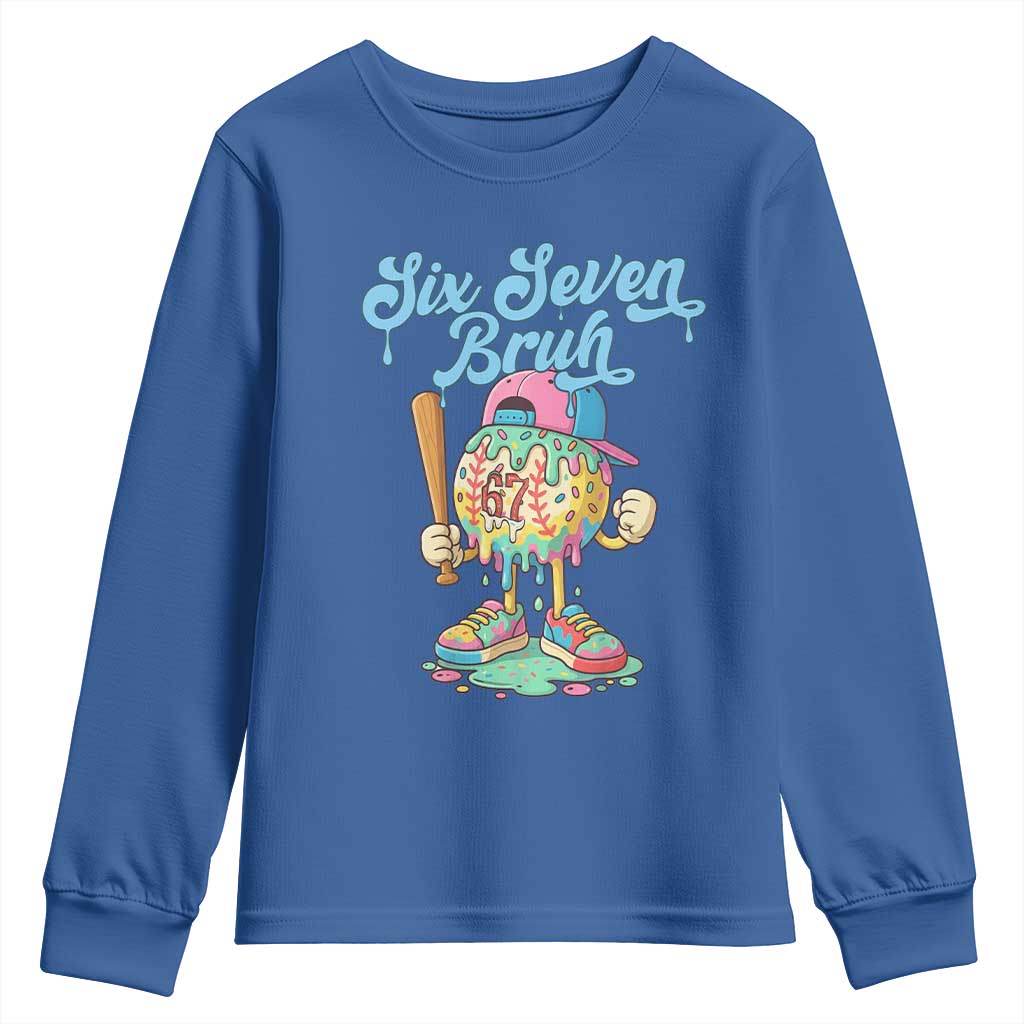 67 Bruh Meme Youth Sweatshirt Ice Cream Drip Baseball Sport - Wonder Print Shop