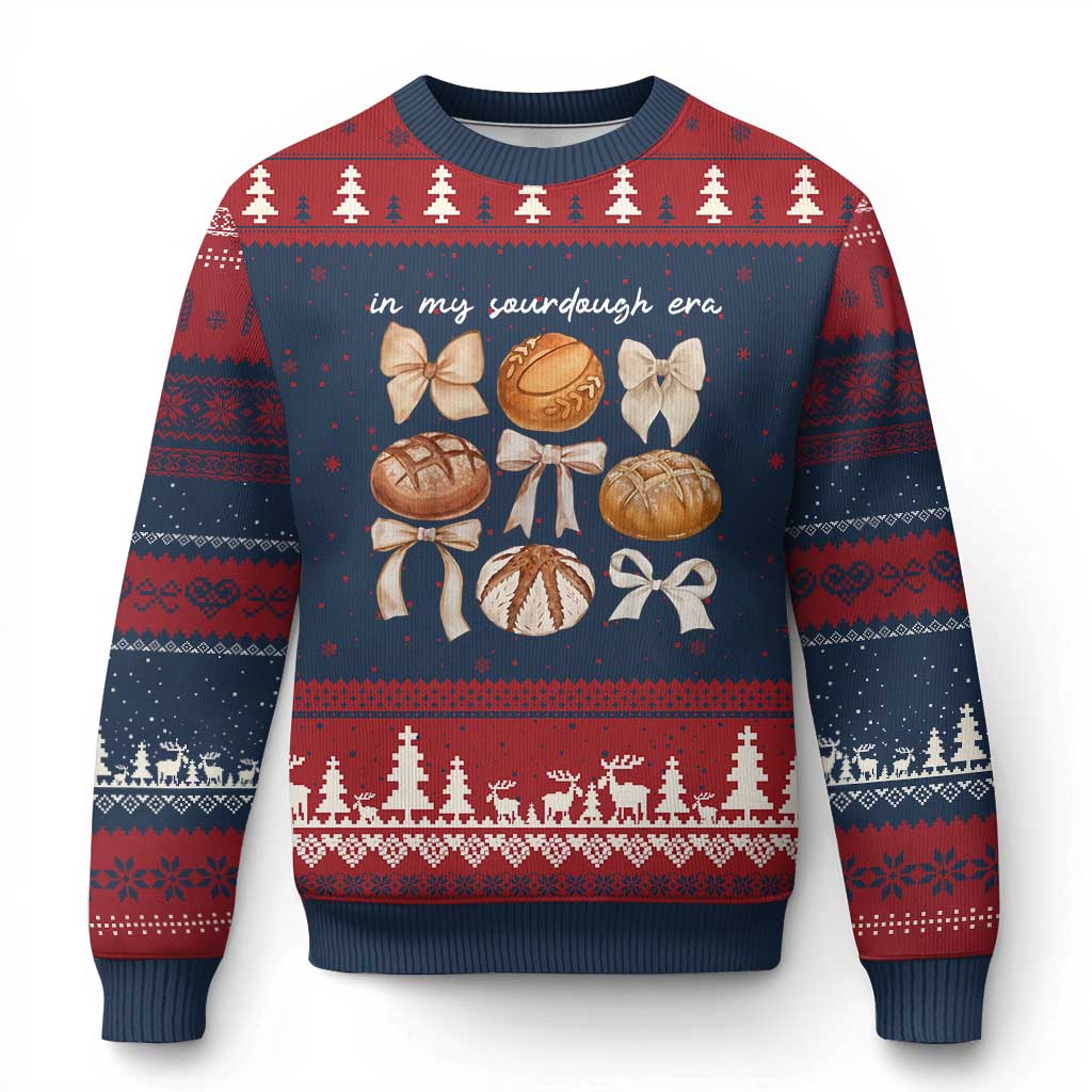 In My Sourdough Era Ugly Christmas Sweater Coquette Bows Baking Bread Lover - Wonder Print Shop