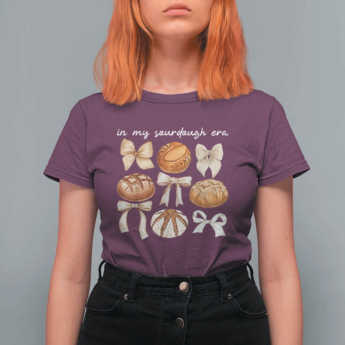 In My Sourdough Era T Shirt For Women Coquette Bows Baking Bread Lover - Wonder Print Shop