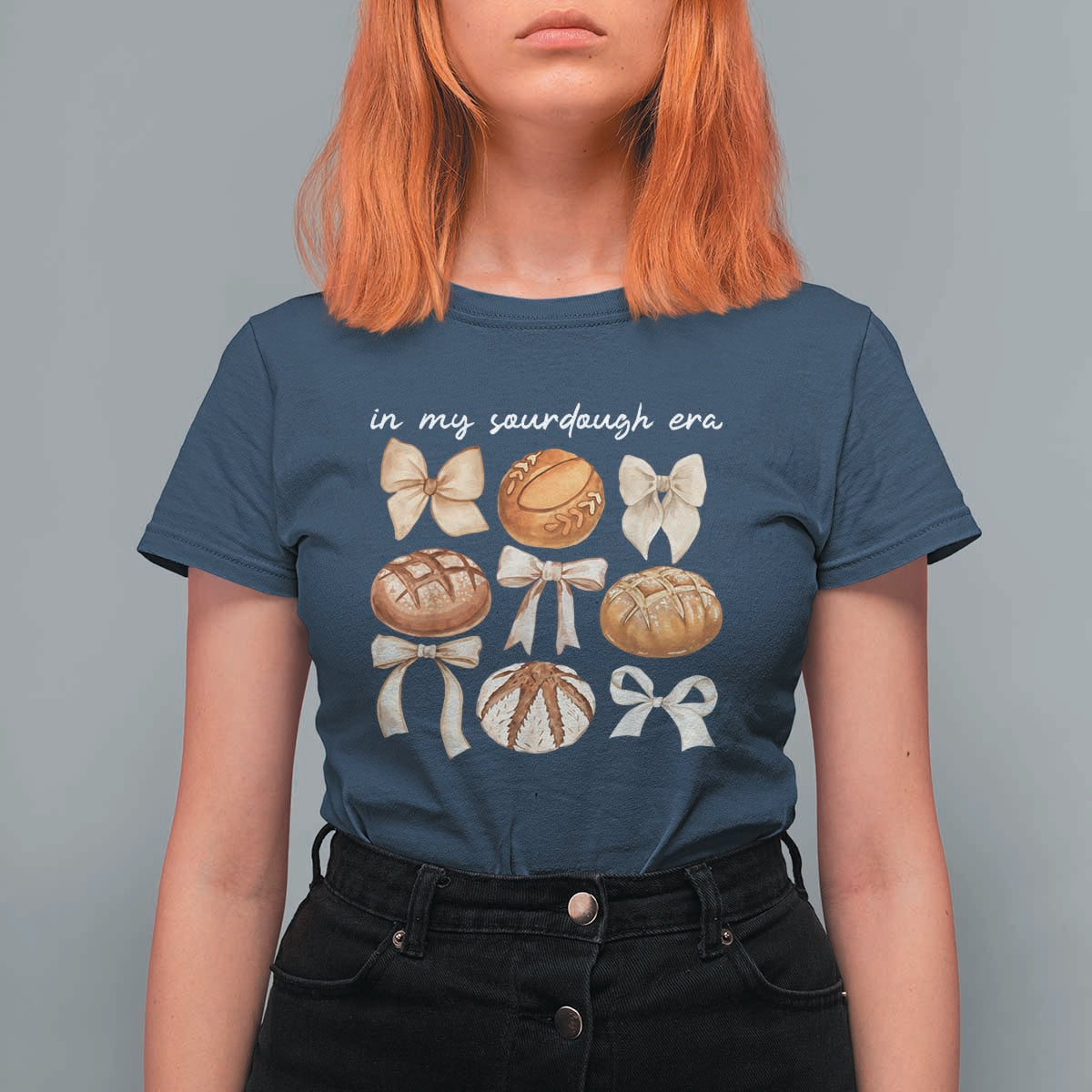 In My Sourdough Era T Shirt For Women Coquette Bows Baking Bread Lover - Wonder Print Shop