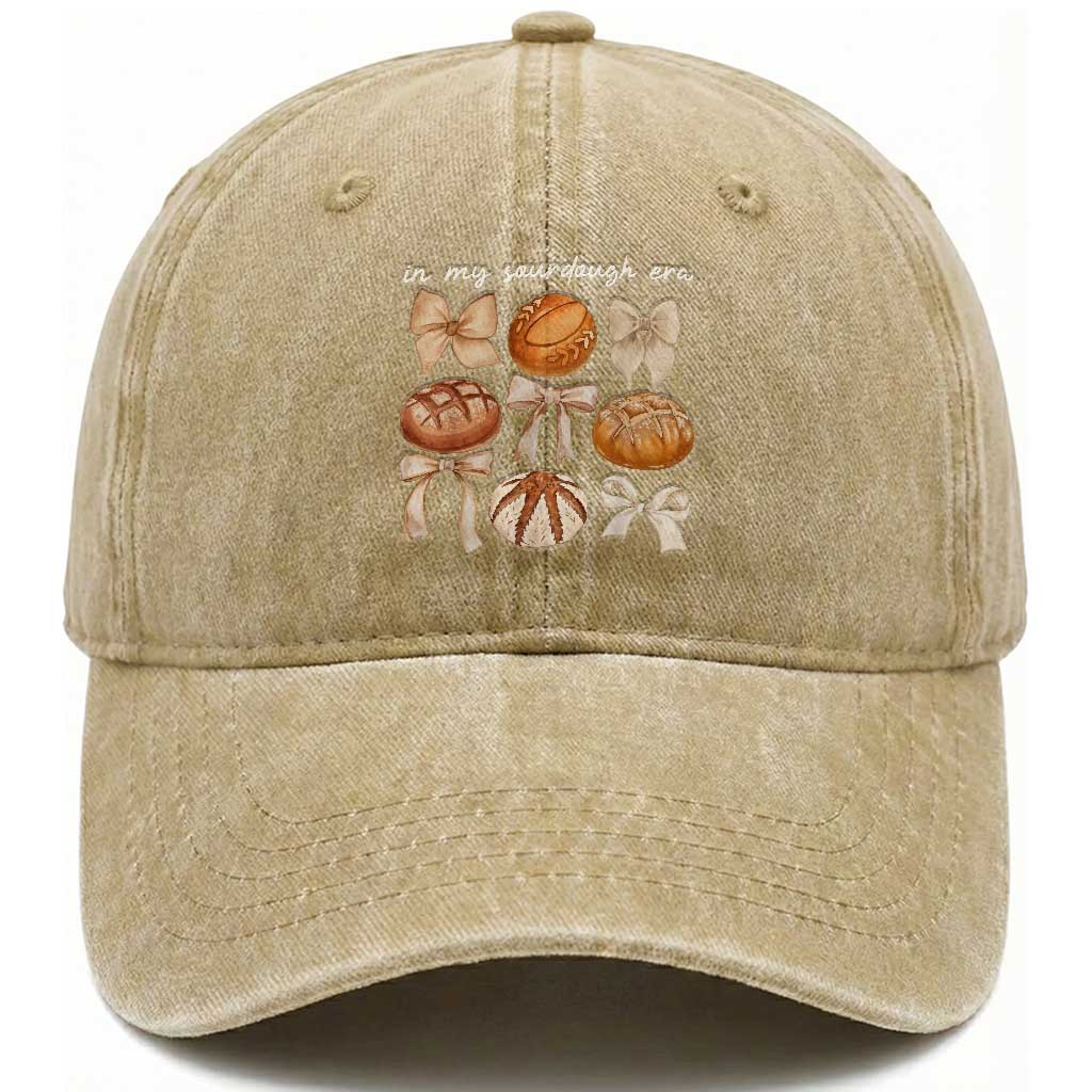 In My Sourdough Era Washed Cotton Baseball Cap Coquette Bows Baking Bread Lover