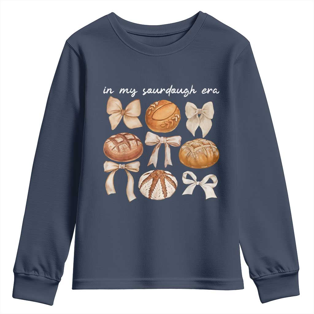 In My Sourdough Era Youth Sweatshirt Coquette Bows Baking Bread Lover - Wonder Print Shop