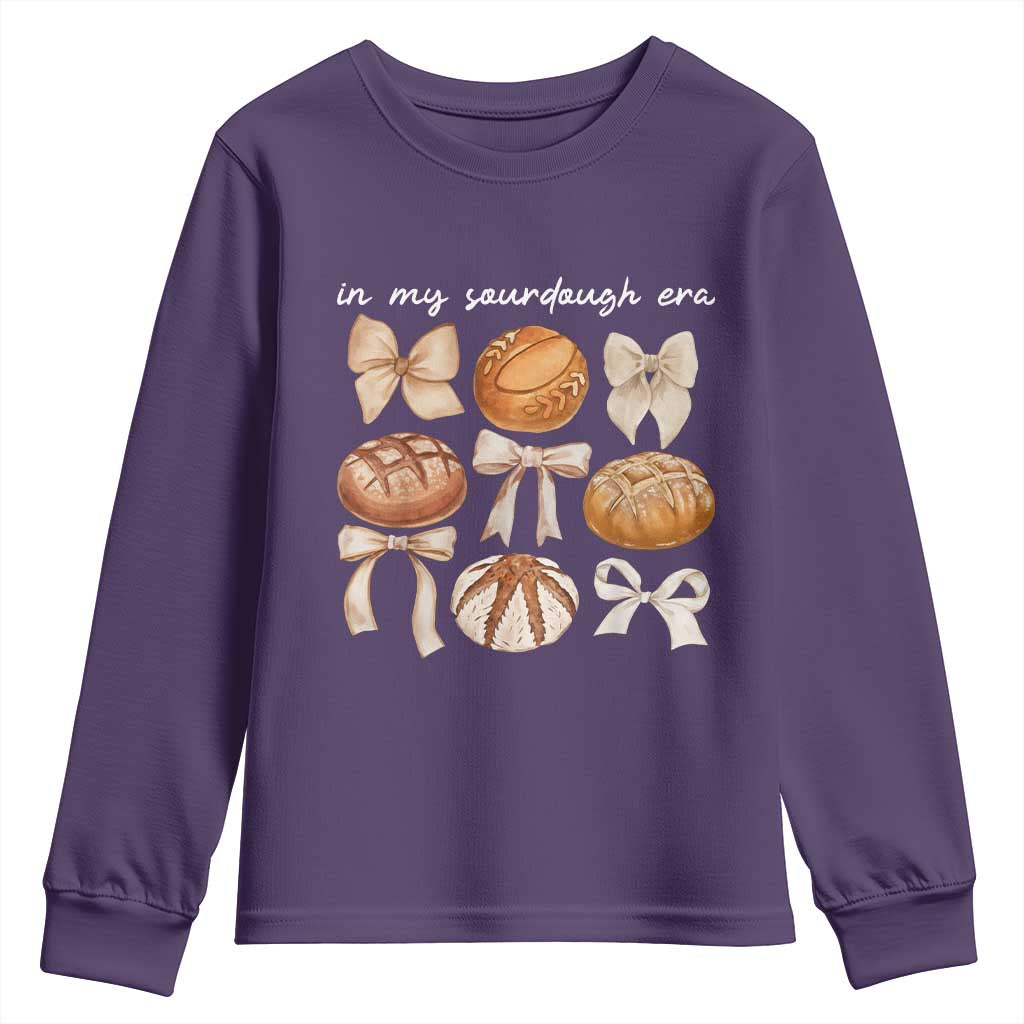 In My Sourdough Era Youth Sweatshirt Coquette Bows Baking Bread Lover - Wonder Print Shop