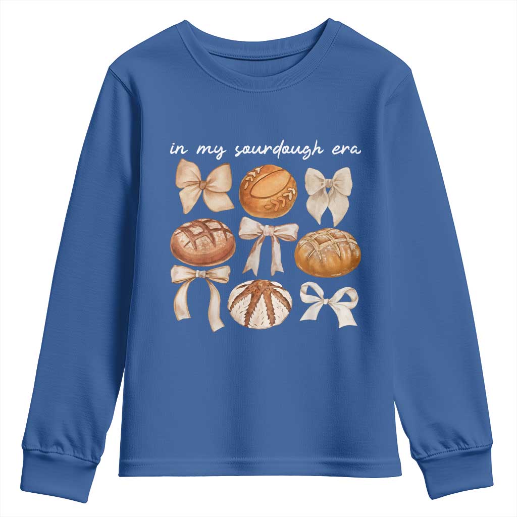 In My Sourdough Era Youth Sweatshirt Coquette Bows Baking Bread Lover - Wonder Print Shop