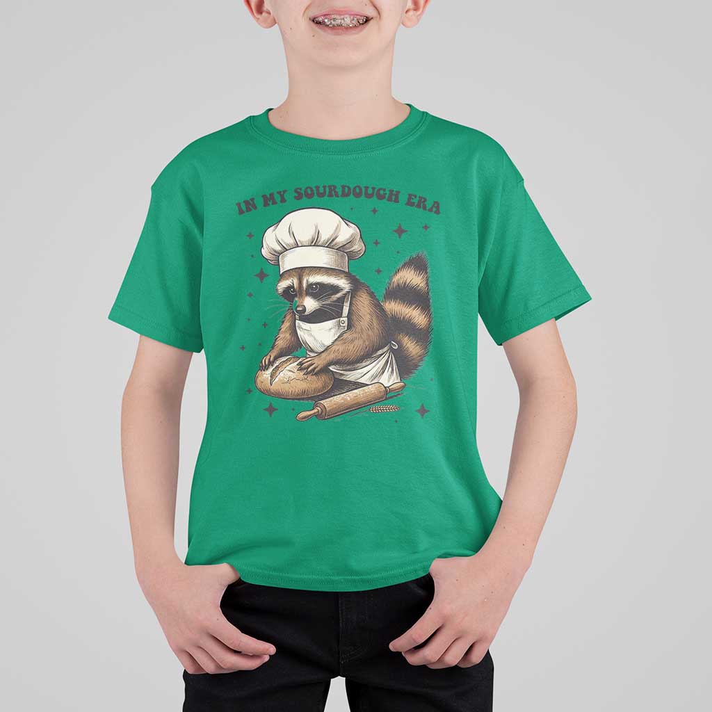 In My Sourdough Era T Shirt For Kid Funny Raccoon Baker - Wonder Print Shop