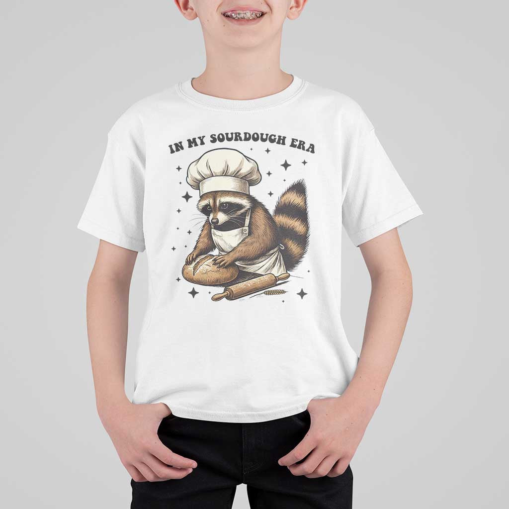 In My Sourdough Era T Shirt For Kid Funny Raccoon Baker - Wonder Print Shop