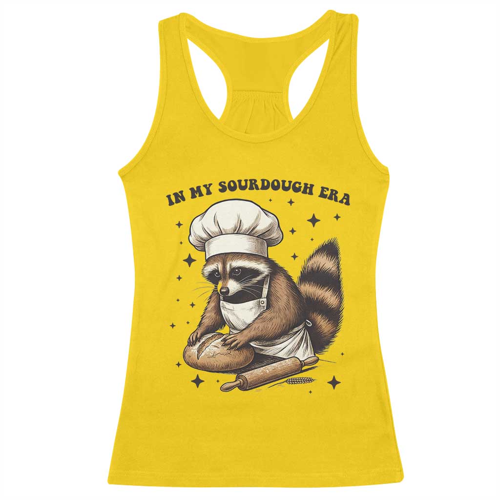 In My Sourdough Era Racerback Tank Top Funny Raccoon Baker - Wonder Print Shop