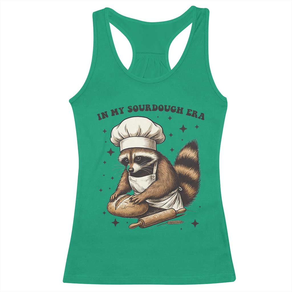 In My Sourdough Era Racerback Tank Top Funny Raccoon Baker - Wonder Print Shop