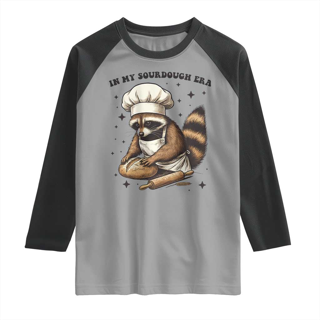 In My Sourdough Era Raglan Shirt Funny Raccoon Baker - Wonder Print Shop