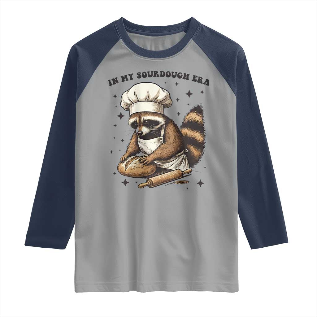 In My Sourdough Era Raglan Shirt Funny Raccoon Baker - Wonder Print Shop