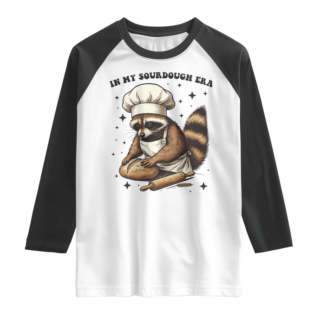In My Sourdough Era Raglan Shirt Funny Raccoon Baker - Wonder Print Shop