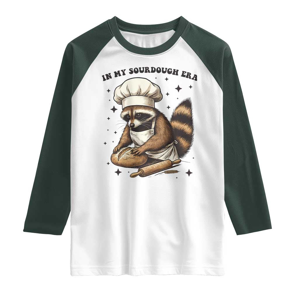 In My Sourdough Era Raglan Shirt Funny Raccoon Baker - Wonder Print Shop