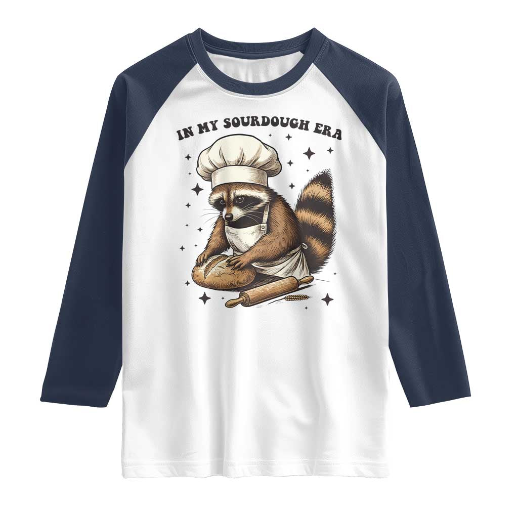 In My Sourdough Era Raglan Shirt Funny Raccoon Baker - Wonder Print Shop