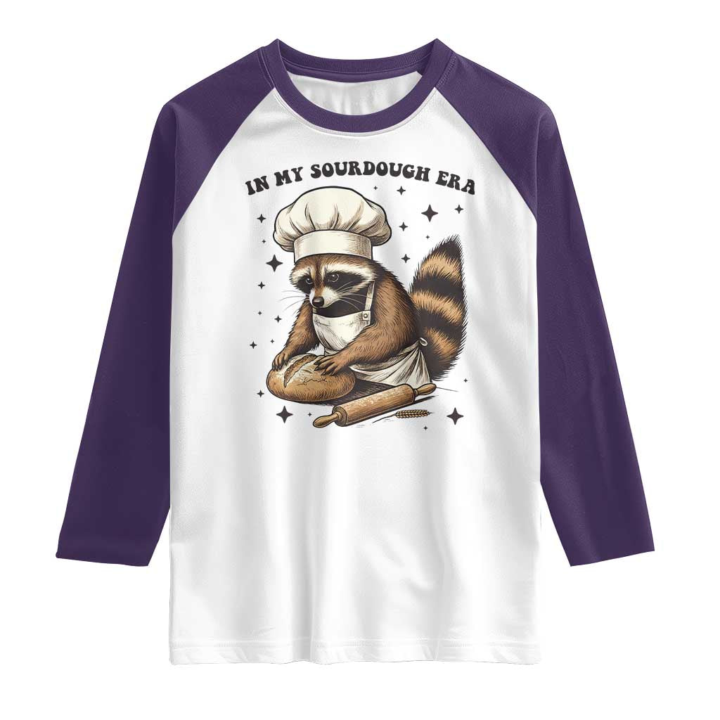 In My Sourdough Era Raglan Shirt Funny Raccoon Baker - Wonder Print Shop